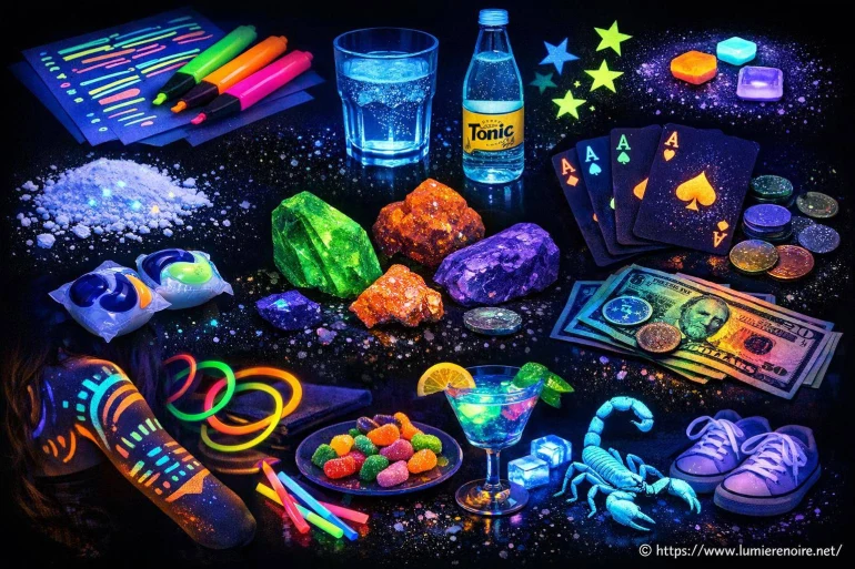Quels objets réagissent à la lumière noire ?