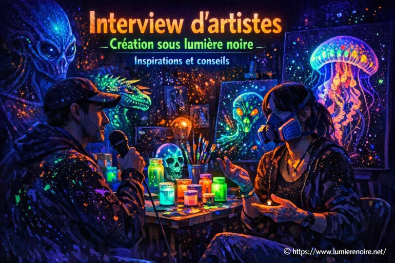 Interview d’artistes spécialisés dans la création sous lumière noire : inspirations et conseils