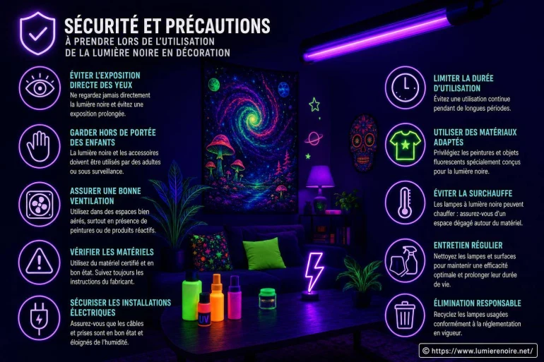 Sécurité et précautions indispensables pour utiliser la lumière noire en décoration