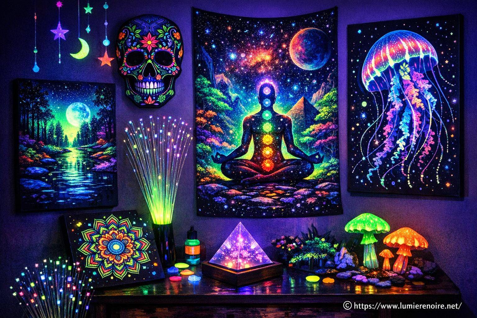 Art et décoration basée sur la lumière noire