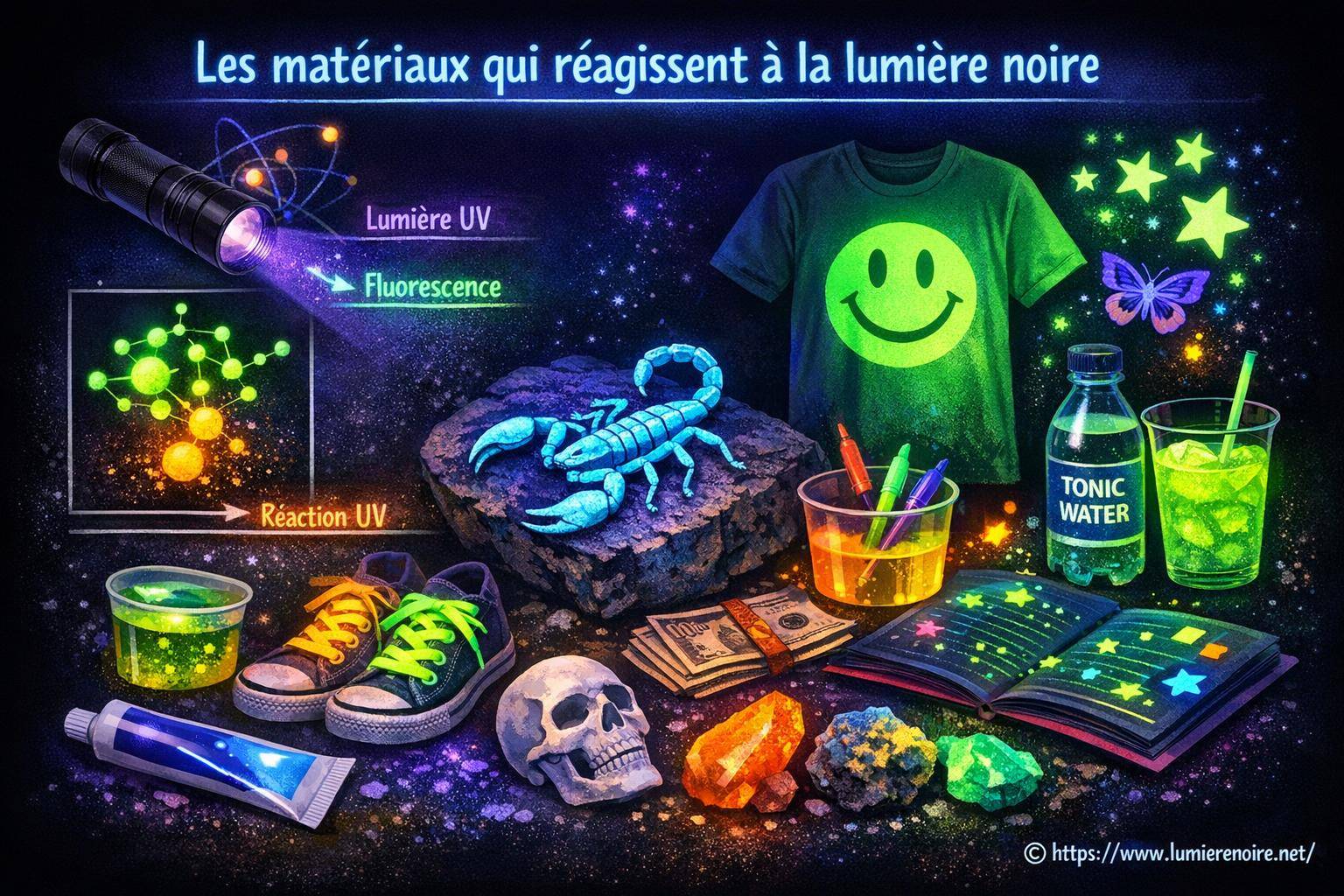 Les matériaux et objets courants qui réagissent à la lumière noire : explications et exemples