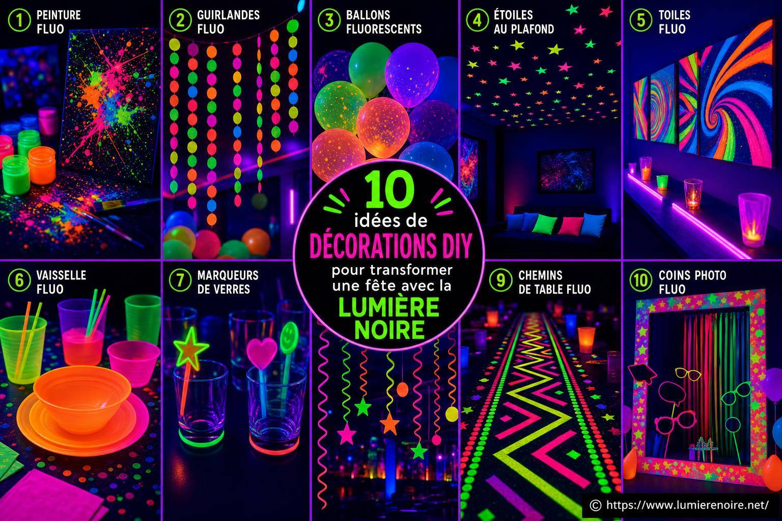 10 idées de décorations DIY pour transformer une fête avec la lumière noire