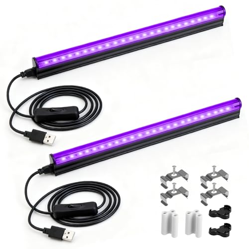 2 Pièces 5W UV 24 Leds Barre Lumière Noire, 5V Port USB 385-