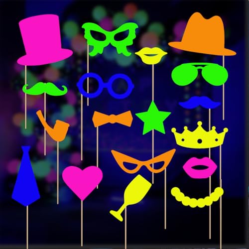 KARLOR Lot de 18 accessoires photo fluo en papier fluorescen