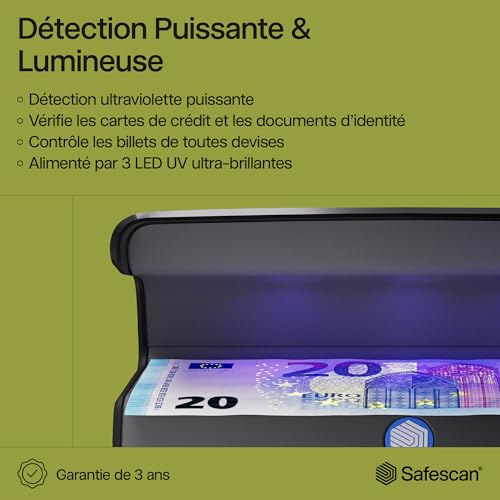 Safescan 55 LED Détecteur de Faux Billets UV Ultra-Lumineux