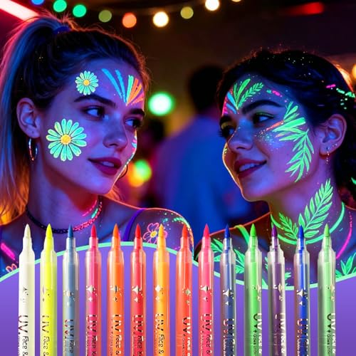 Bchunlucve 14 Couleurs Maquillage Fluo, Stylos Peinture Fluo