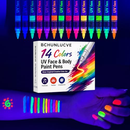 Bchunlucve 14 Couleurs Peinture Fluorescents UV, peinture co