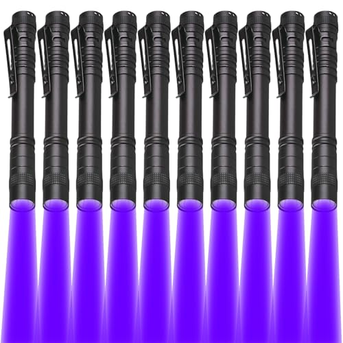 LIAISIMI Lampe Torche UV 395 nm Lumière Noire,Lot de 10 Mini