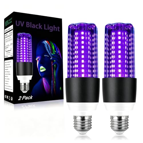 LIAISIMI Lot de 2 Ampoule Lumiere Noire E27 15W, 395-400nm U