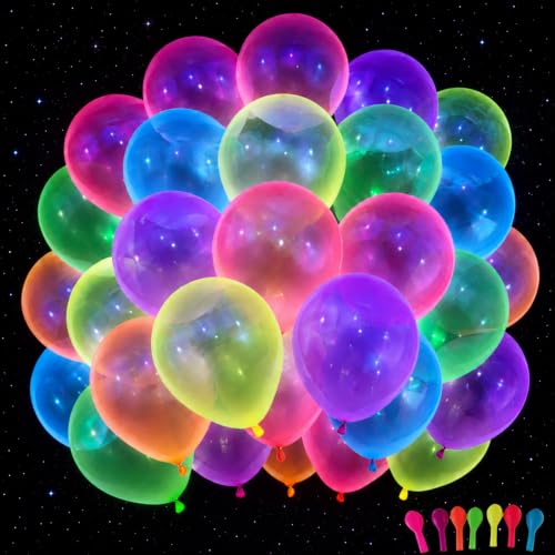 100 Pièces Ballons Fluo Réactifs à la Lumière Noire UV, Ball
