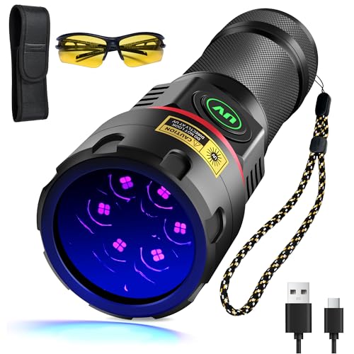 DARKBEAM Lampe Torche UV 365 nm Lumière Noire [6xLED Quad-ri