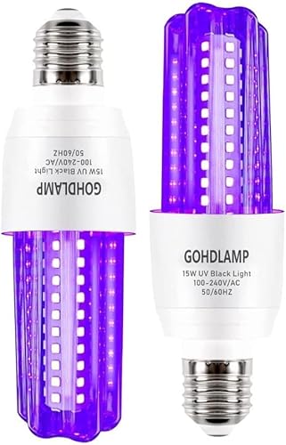 GOHDLAMP Ampoule LED noire E27 UV, 15W 100-240V LED 395-400n