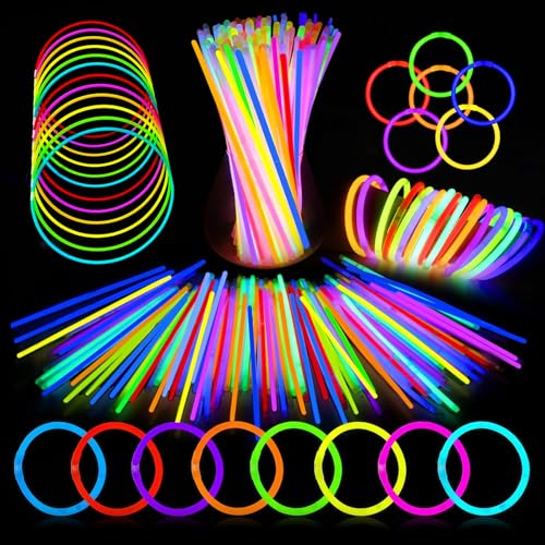 UooEA Bracelets Lumineux Fluo – 100 Pcs Bracelets Fluorescen