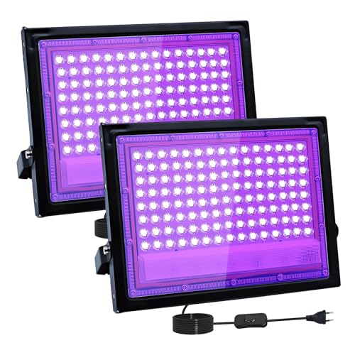 2 Pièces 100W Lumiere Noire LED, IP66 Etanche Projecteur lum