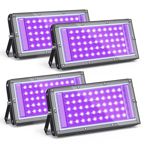 GKT 4pcs 50W Projecteur Lumiere Noire, Lumiere UV, Lumière N