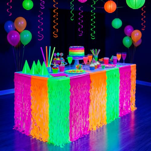 Décoration de fête néon colorée - Jupe de table fluorescente