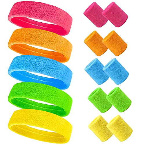 UQTUKO Ensemble Bandeau de Sport et Serre-Poignets - 15 Pièc