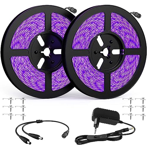 Eleganted 2pcs Ruban LED UV 5M Bande Lumière Noire, 395m-405