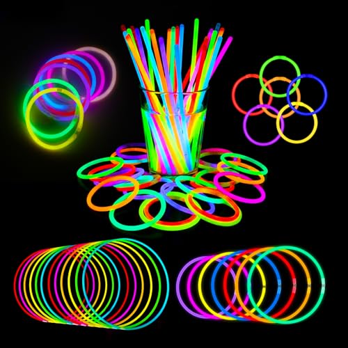 Kimimara 100 Bracelets Fluorescents Lumineux – 7 Couleurs Né
