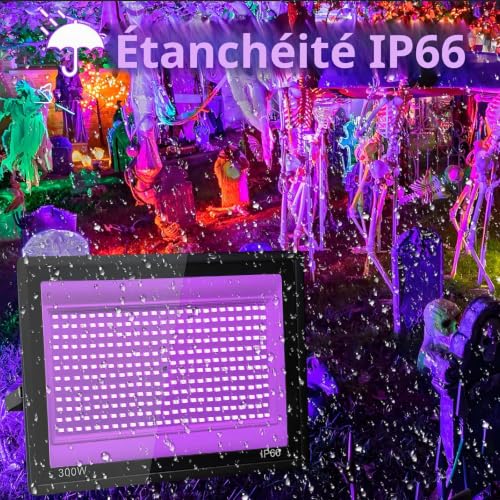 2 Pièces 300W Lumiere Noire LED, IP66 Etanche Projecteur lum