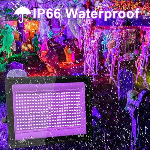 2 Pièces 300W Lumiere Noire LED, IP66 Etanche Projecteur lum