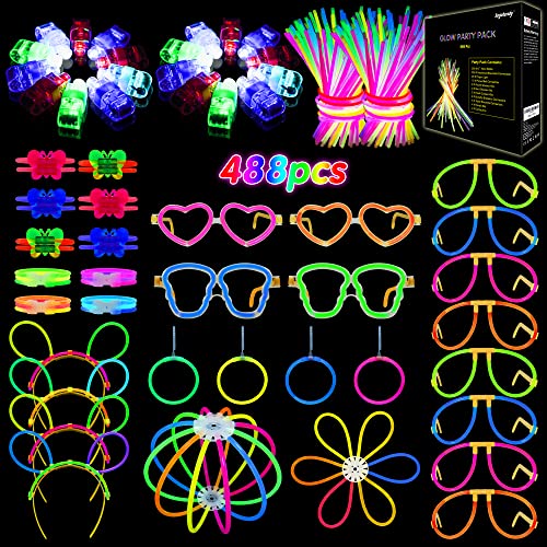 Segotendy Bracelet Fluorescent Lumineux,488pcs Bâtons Lumine