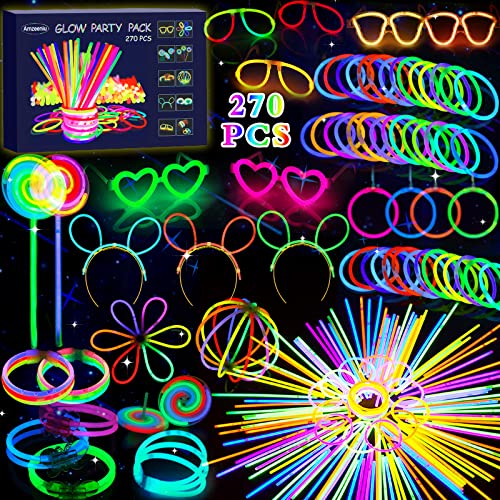 Vleuexe 270PCS Bracelet Fluorescent Lumineux,Bâtons Lumineux