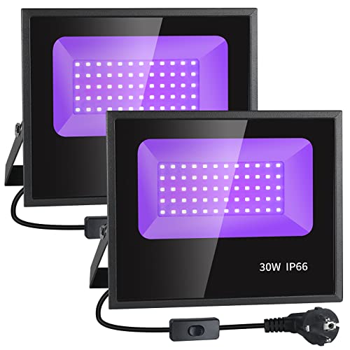 OAICIA Projecteur UV LED 30W 2PCS Lumière Noire IP66 Étanche