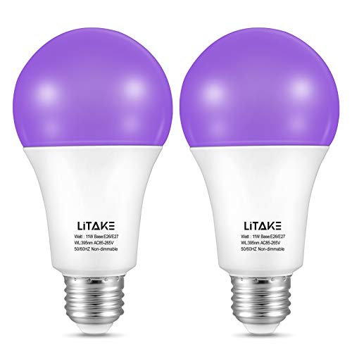 Litake Ampoule UV LED, 11W E27 Ampoules Lumière Noire Lampe 