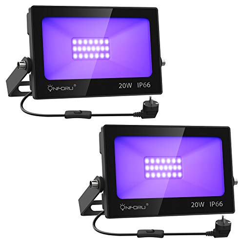  Onforu 2x 20W Projecteur LED UV Extérieur, IP66 Étanche Lum