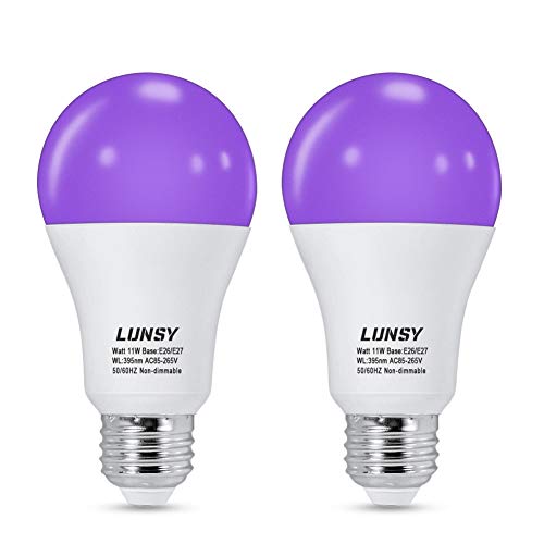LUNSY Lot de 2 ampoules à lumière noire UV E27 11 W pour Hal