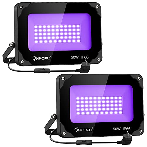Onforu Lot de 2 50W Projecteur UV LED, IP66 Étanche Lumière 