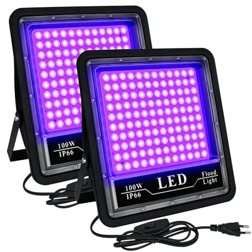 Eleganted 2pcs 100W Projecteur UV LED 395-405nm Lumière Noir