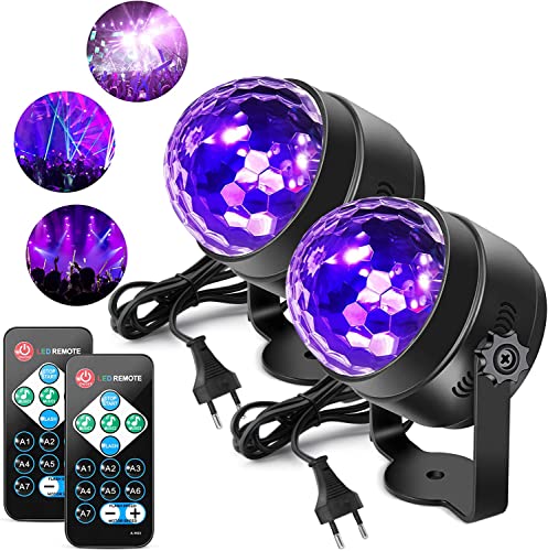 Boule disco à lumière noire UV, LUNSY 6W LED Lumières de scè