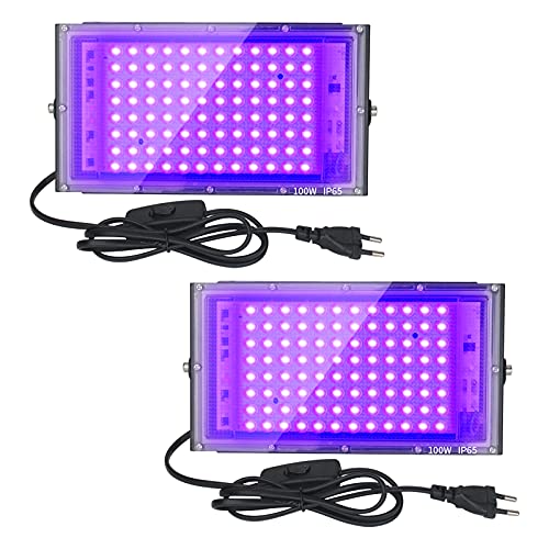 Eleganted Lot de 2 Projecteur UV LED 100W, Lumière Noire IP6