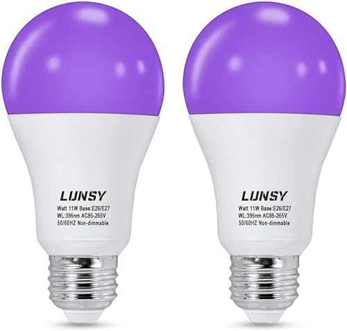 2 X Ampoule LED UV 11W E27, LUNSY Lumière Noire LED 385-400 